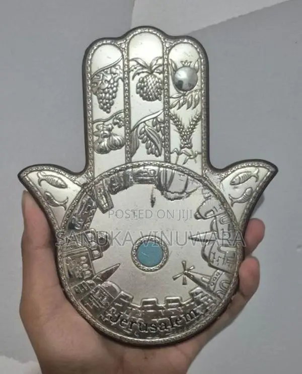 Antique Silver-Toned Metal Hamsa Wall Hanging