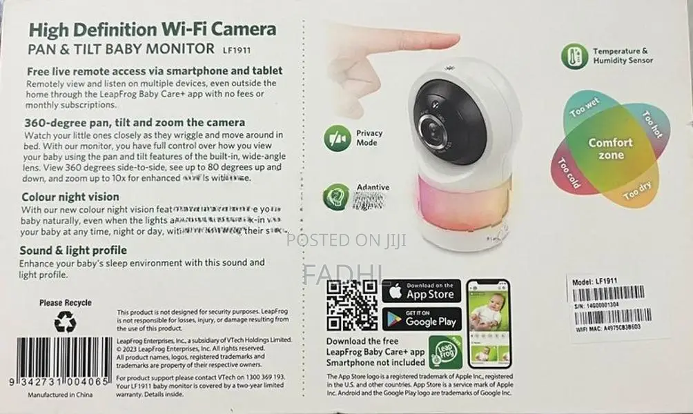 Leap Frog Baby Monitor HD WiFi Camera