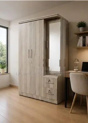 3 Door Melamine Almirah with Mirror Two Lockers