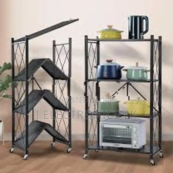 Heavy Duty 4-layer foldable Shelf, kitchen storage rack, No Assemble