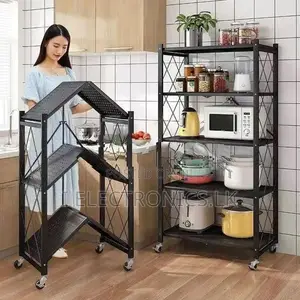 Heavy Duty 4-layer foldable Shelf, kitchen storage rack, No Assemble