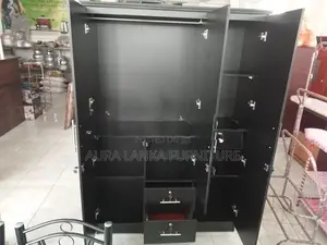 Melamine Black 3door Cupboard with Mirror