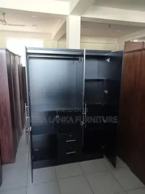 Melamine Black 3door Cupboard without Mirror
