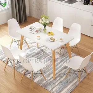 ABC 6 Chair Dining Table Set *WHITE*
