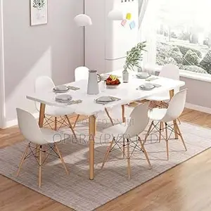 ABC 6 Chair Dining Table Set *WHITE*