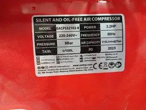 Emtop Eacps32102-8 Silent and Oil-Free Air Compressor Herman Ht 0669