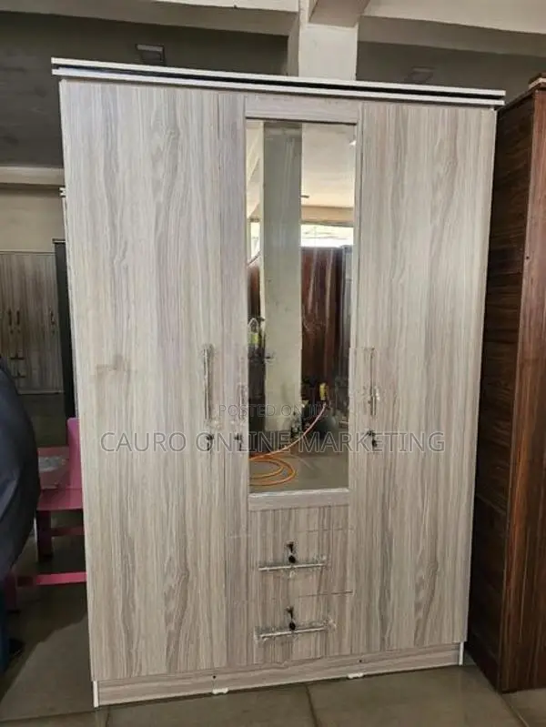 New Melamine Ash Colour 3 Door Cupboard 6*4 Wardrobe