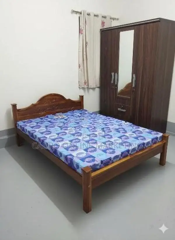 new teak arch bed with double layer mattress