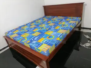 new teak box bed with double layer mattress