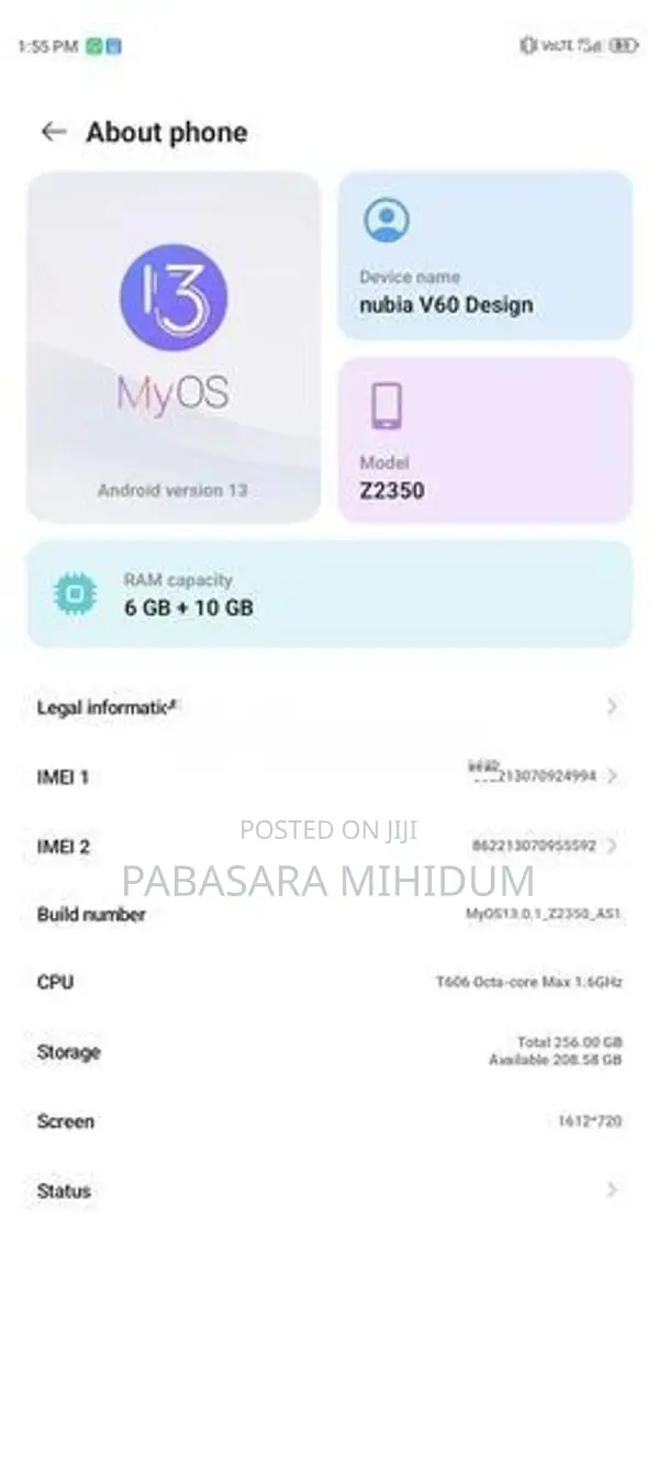 ZTE Nubia V60 256GB (Used)