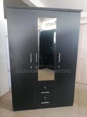 New Melamine Black Colour 3 Door Cupboard Wardrobe