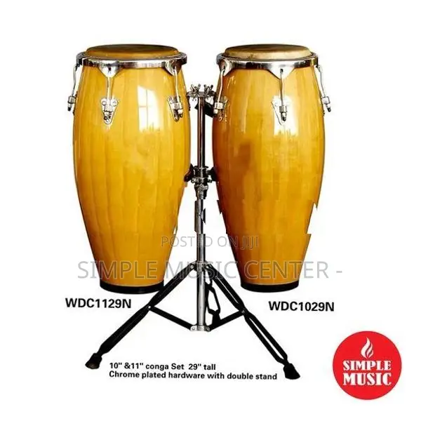 Full Size Conga Natural Percussion Drum Pair Congas Set