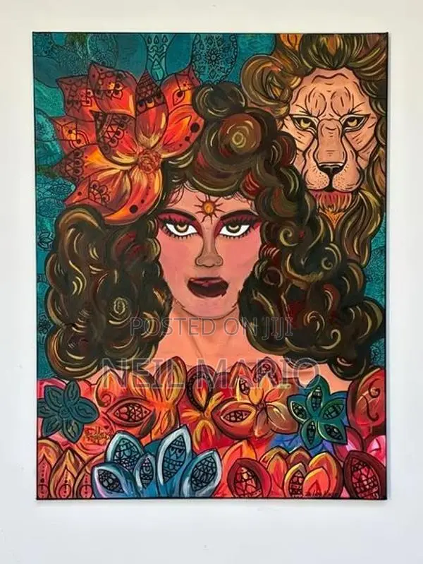 The Lioness Crowned in Fire Painting