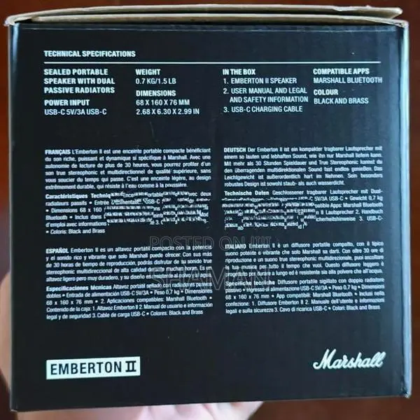 Marshall Emberton ii Bluetooth Speaker