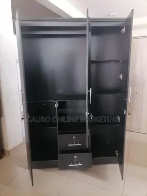 New Melamine Black Colour 3 Door Cupboard Large Wardrobe