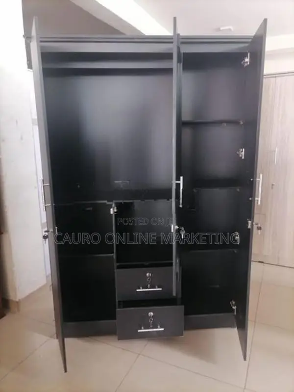 New Melamine Black Colour 3 Door Cupboard Large Wardrobe