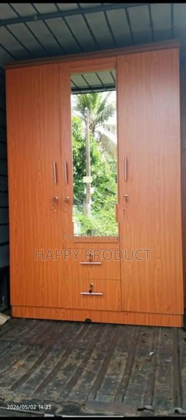 3 Door Melamine Design Glass Wardrobe - HPWB3G