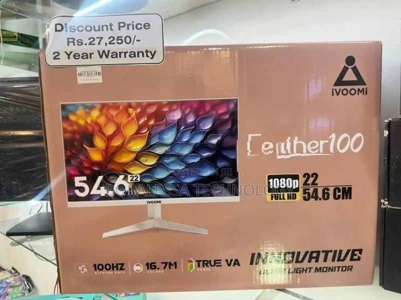 22-Inch Frameless Flat LED Monitor (White, 100Hz)