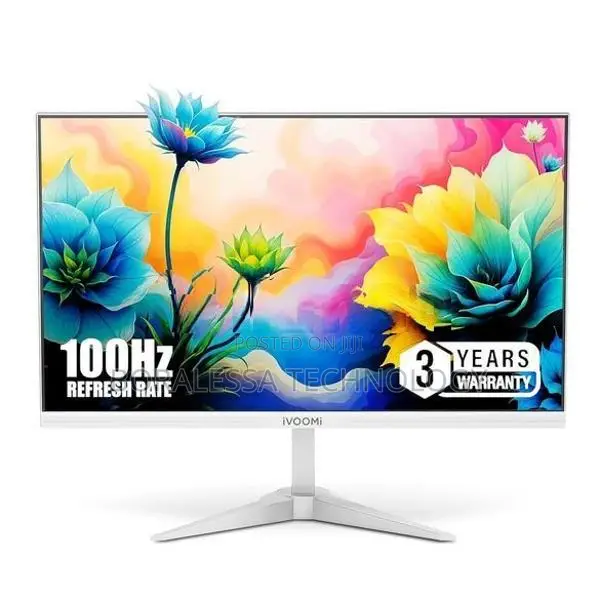 22-Inch Frameless Flat LED Monitor (White, 100Hz)