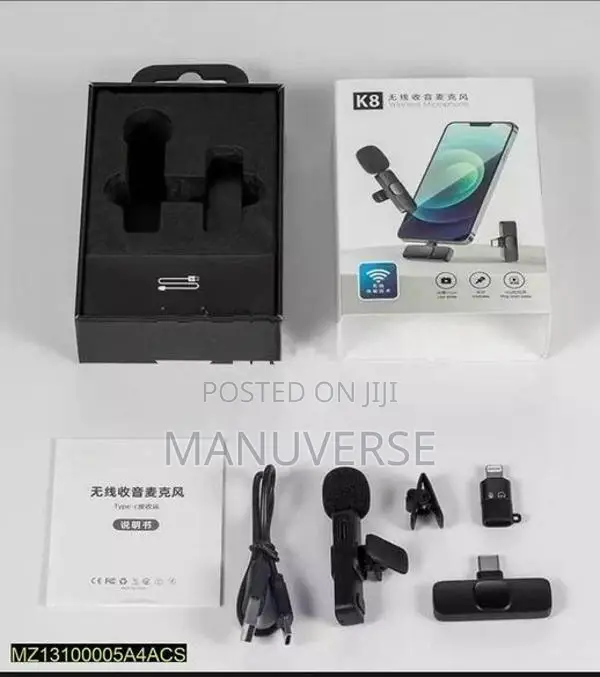 K8 Wireless Microphone with 2 Mics (Professional Audio Kit)