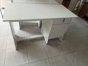 Melamine White Writing Table with Cupboard 005