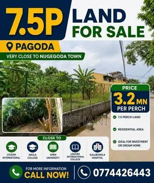7.5P Superb Land Close to Nugegoda Town & Pita Kotte Junction