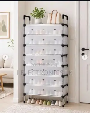 8 Layer Shoe Rack with Dustproof Flip Doors Space Saving Storage
