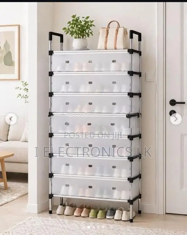 8 Layer Shoe Rack with Dustproof Flip Doors Space Saving Storage