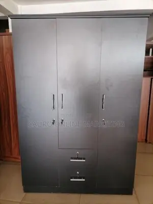 New Melamine 3 Door Black Coloure Cupboard Large Wardrobe