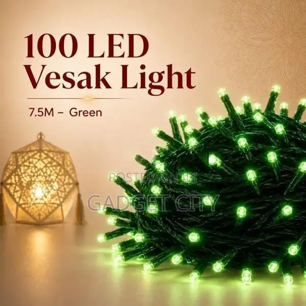 100 LED Vesak Lights 7.5m – Green