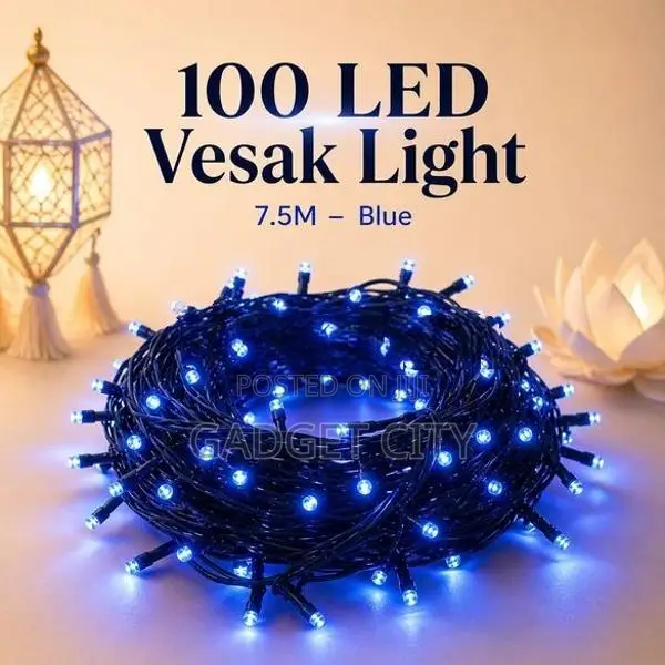 100 LED Vesak Lights 7.5m – Blue