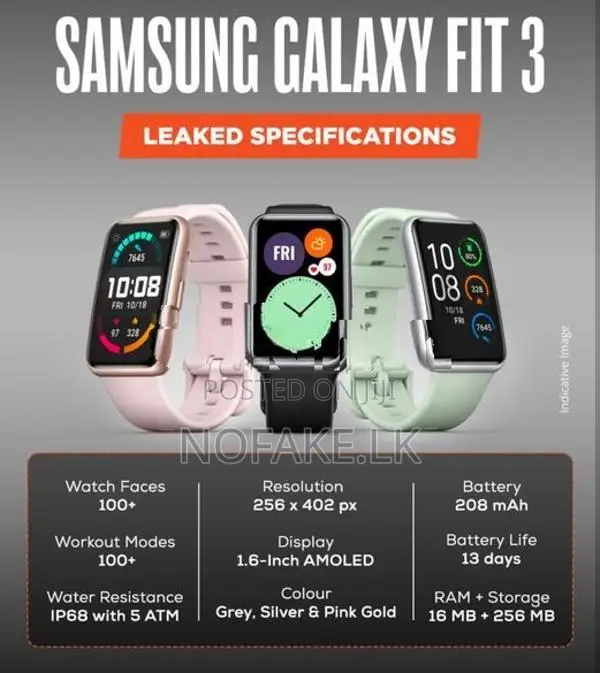 Samsung Galaxy Fit 3 Smart Watch With Amoled Display