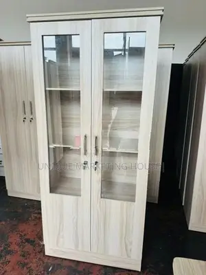 Modern American White Closed Glass Cupboards