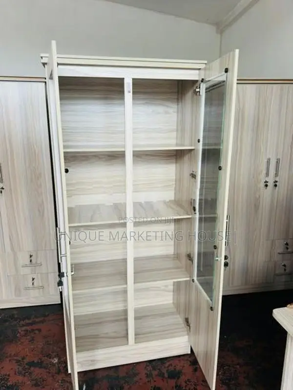 Modern American White Closed Glass Cupboards