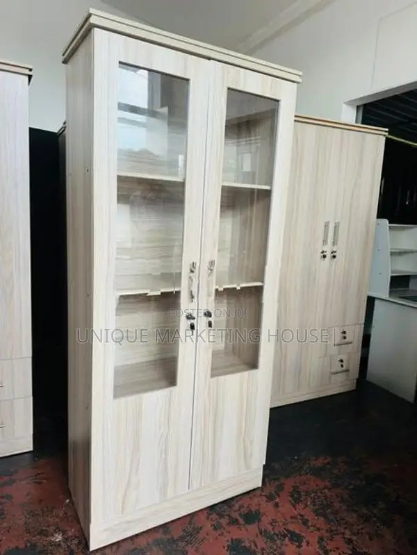 Modern American White Closed Glass Cupboards