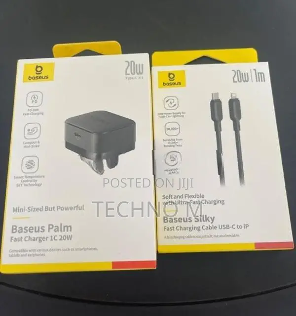 Baseus 20w Adapter With 1 meter Type C to lightning Cable set