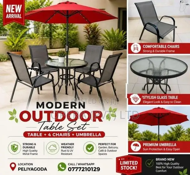 Out door table and chair with umbrella