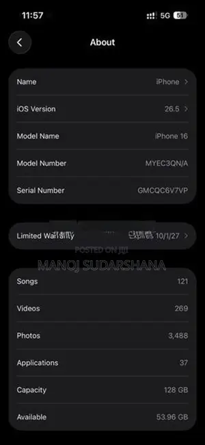 Apple iPhone 16 (Used)