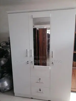 New Melamine 3 Door White / Ash Black Colour Cupboard Wardrobe