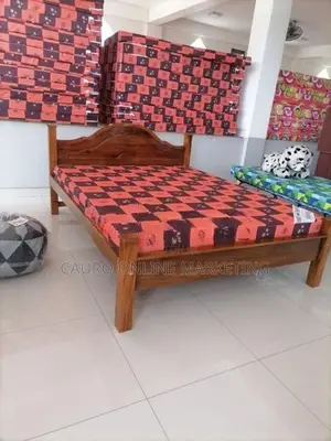 new teak arch bed with double layer mattress