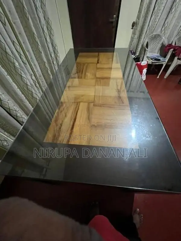 Teak Wood Dining Table 78” x 40” with 10mm Tempered Glas