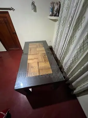 Teak Wood Dining Table 78” x 40” with 10mm Tempered Glas