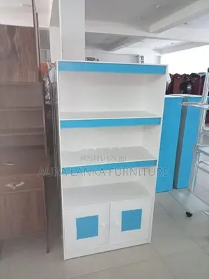 Melamine White Book Rack with Cupboard