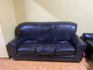 Luxury Black Leather Sofa Set