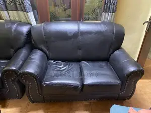 Luxury Black Leather Sofa Set