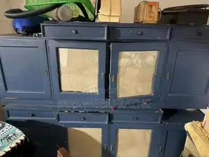 Mahogany Blue Painted Cupboard Set