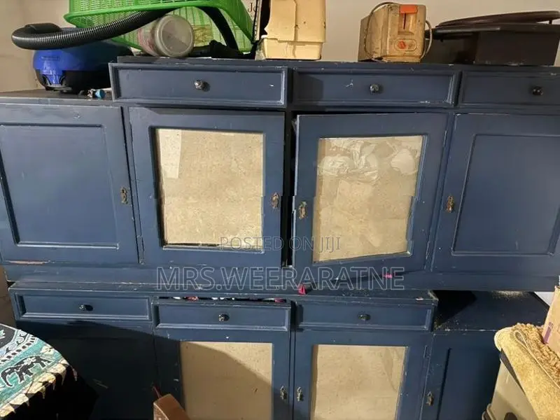 Mahogany Blue Painted Cupboard Set
