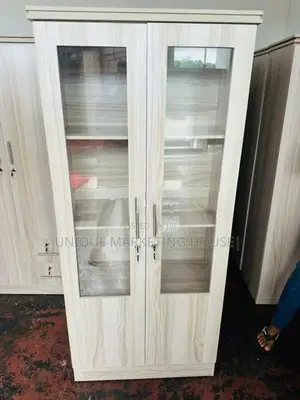 Modern American White Below Closed Smart Glass Cupboard