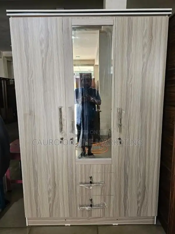 New Melamine 3 Door Ash Colour Cupboard Wardrobe