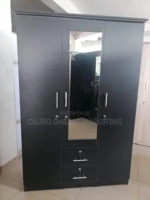 New 3 Door Black Colour Cupboard 6*4 Wardrobe Melamine